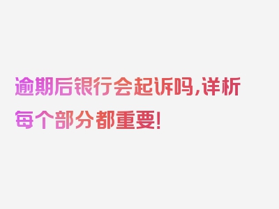 逾期后银行会起诉吗，详析每个部分都重要！