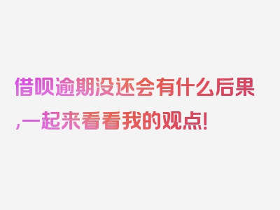 借呗逾期没还会有什么后果,一起来看看我的观点！