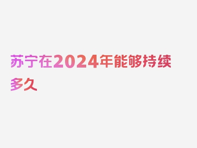 苏宁在2024年能够持续多久