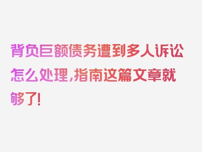 背负巨额债务遭到多人诉讼怎么处理，指南这篇文章就够了！