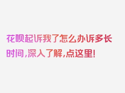 花呗起诉我了怎么办诉多长时间，深入了解，点这里！