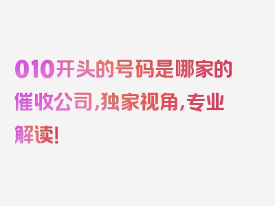 010开头的号码是哪家的催收公司，独家视角，专业解读！