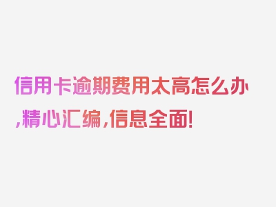 信用卡逾期费用太高怎么办，精心汇编，信息全面！