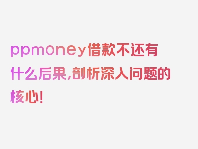 ppmoney借款不还有什么后果，剖析深入问题的核心！
