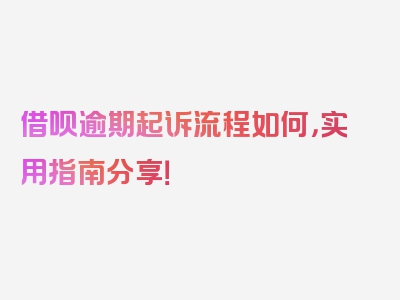 借呗逾期起诉流程如何，实用指南分享！