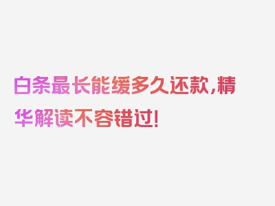 白条最长能缓多久还款，精华解读不容错过！