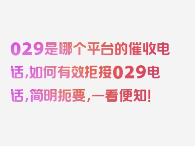 029是哪个平台的催收电话,如何有效拒接029电话，简明扼要，一看便知！
