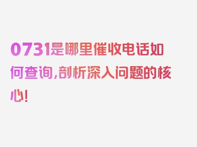 0731是哪里催收电话如何查询，剖析深入问题的核心！