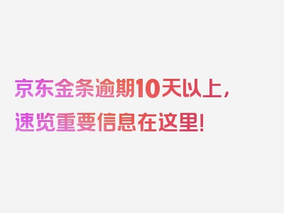 京东金条逾期10天以上，速览重要信息在这里！