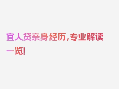 宜人贷亲身经历，专业解读一览！