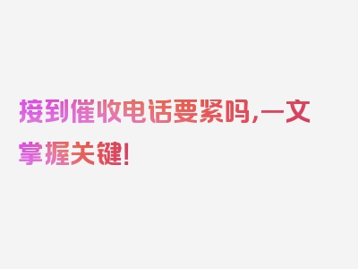 接到催收电话要紧吗，一文掌握关键！
