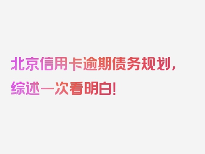 北京信用卡逾期债务规划，综述一次看明白！