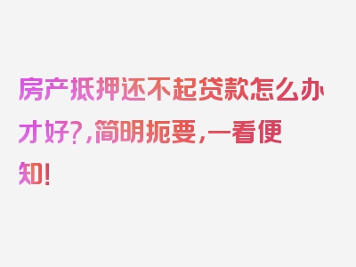房产抵押还不起贷款怎么办才好?，简明扼要，一看便知！