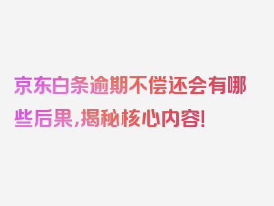 京东白条逾期不偿还会有哪些后果，揭秘核心内容！