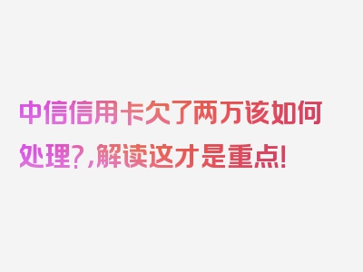 中信信用卡欠了两万该如何处理?，解读这才是重点！