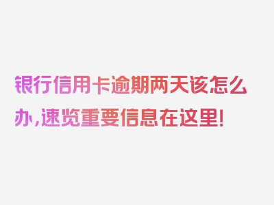 银行信用卡逾期两天该怎么办，速览重要信息在这里！