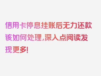 信用卡停息挂账后无力还款该如何处理，深入点阅读发现更多！