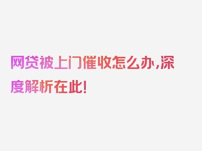 网贷被上门催收怎么办，深度解析在此！