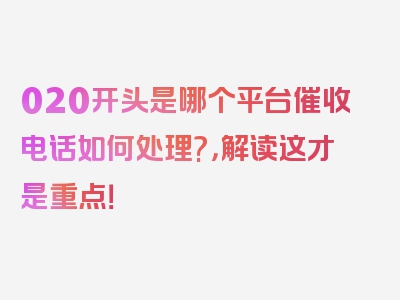 020开头是哪个平台催收电话如何处理?，解读这才是重点！