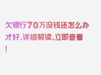 欠银行70万没钱还怎么办才好，详细解读，立即查看！