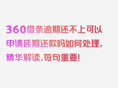 360借条逾期还不上可以申请延期还款吗如何处理，精华解读，每句重要！