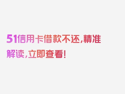 51信用卡借款不还，精准解读，立即查看！