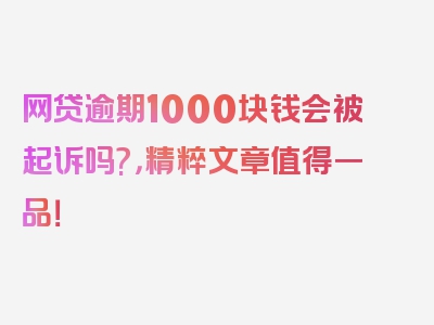 网贷逾期1000块钱会被起诉吗?，精粹文章值得一品！