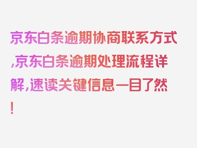 京东白条逾期协商联系方式,京东白条逾期处理流程详解，速读关键信息一目了然！