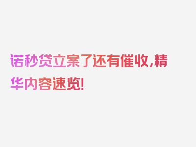诺秒贷立案了还有催收，精华内容速览！