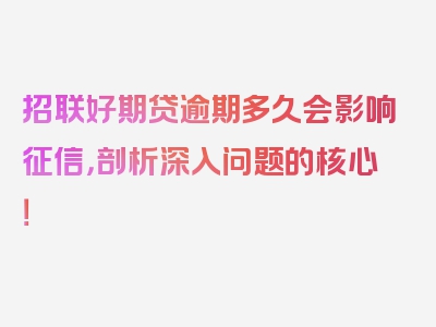 招联好期贷逾期多久会影响征信，剖析深入问题的核心！
