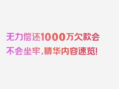 无力偿还1000万欠款会不会坐牢，精华内容速览！