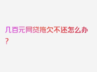 几百元网贷拖欠不还怎么办？