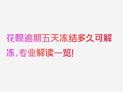 花呗逾期五天冻结多久可解冻，专业解读一览！
