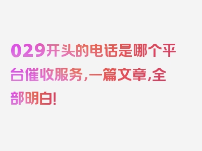 029开头的电话是哪个平台催收服务，一篇文章，全部明白！