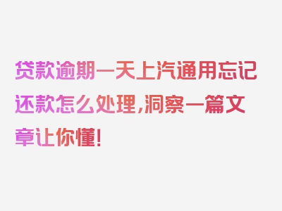 贷款逾期一天上汽通用忘记还款怎么处理，洞察一篇文章让你懂！