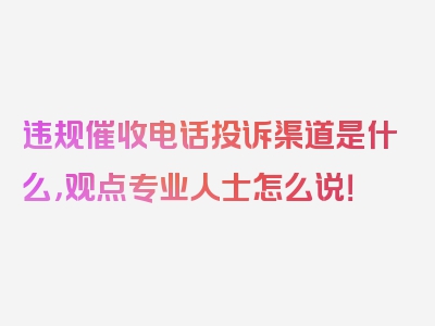 违规催收电话投诉渠道是什么，观点专业人士怎么说！