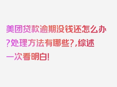 美团贷款逾期没钱还怎么办?处理方法有哪些?，综述一次看明白！