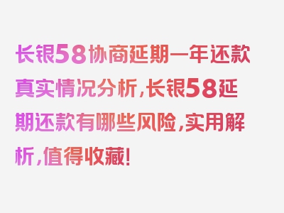 长银58协商延期一年还款真实情况分析,长银58延期还款有哪些风险，实用解析，值得收藏！