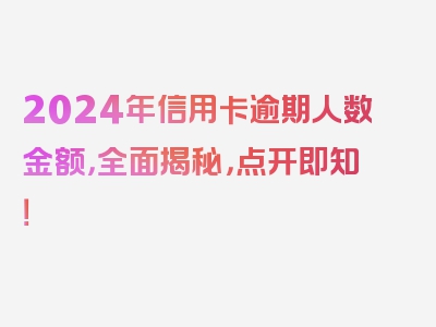 2024年信用卡逾期人数金额，全面揭秘，点开即知！