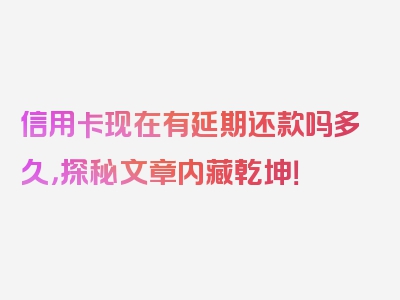 信用卡现在有延期还款吗多久，探秘文章内藏乾坤！