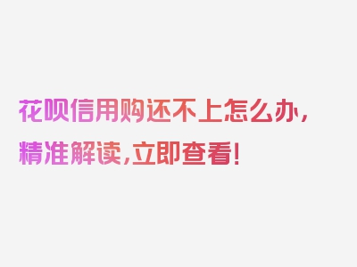 花呗信用购还不上怎么办，精准解读，立即查看！