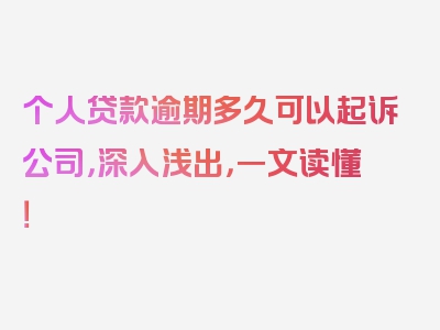 个人贷款逾期多久可以起诉公司，深入浅出，一文读懂！
