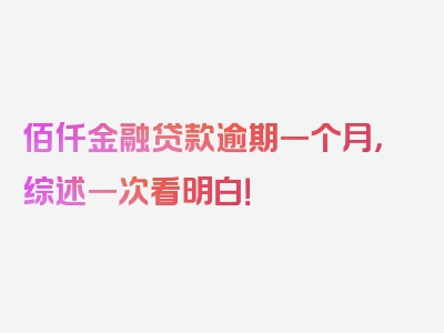 佰仟金融贷款逾期一个月，综述一次看明白！