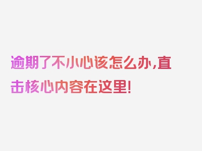 逾期了不小心该怎么办，直击核心内容在这里！
