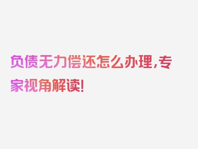 负债无力偿还怎么办理，专家视角解读！