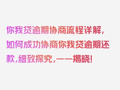 你我贷逾期协商流程详解,如何成功协商你我贷逾期还款，细致探究，一一揭晓！