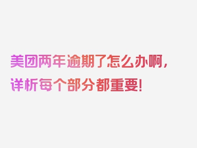 美团两年逾期了怎么办啊，详析每个部分都重要！