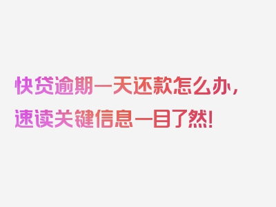 快贷逾期一天还款怎么办，速读关键信息一目了然！