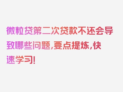 微粒贷第二次贷款不还会导致哪些问题，要点提炼，快速学习！