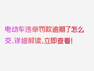 电动车违章罚款逾期了怎么交，详细解读，立即查看！